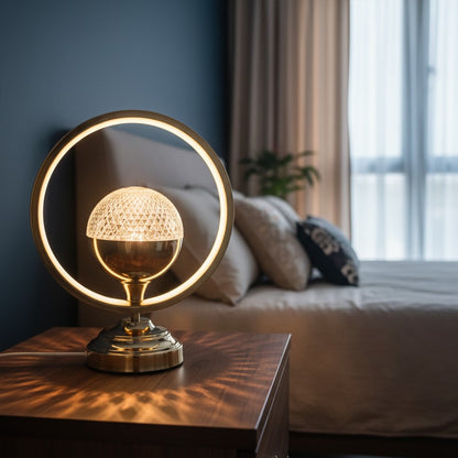 Modern golden frosted glass LED table lamp