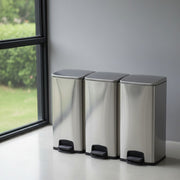 Classified stainless steel dustbin with pedal and detachable plastic bins