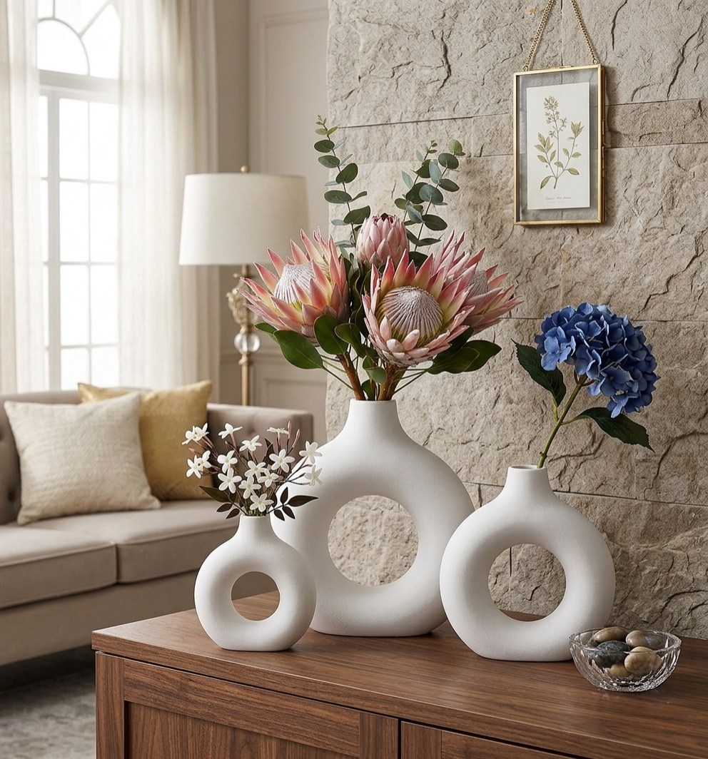 3 Piece Minimalist Art Table Top Vase Set