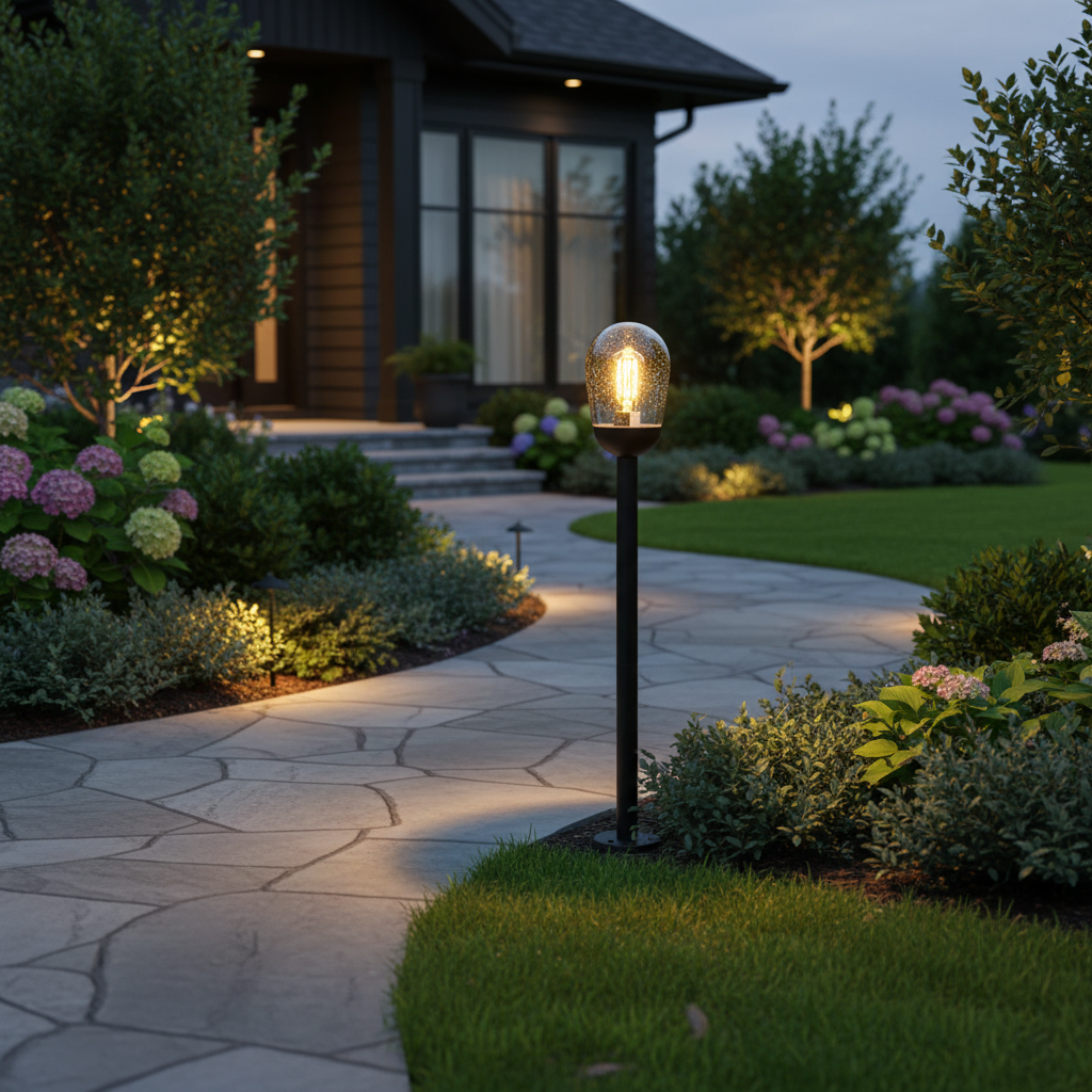 Aluminium Garden Light with Clear Speckled Glass LL 504P-1015-BK