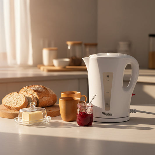 Ramtons 1.7 litre corded electric kettle with water level gauge and safety lock lid