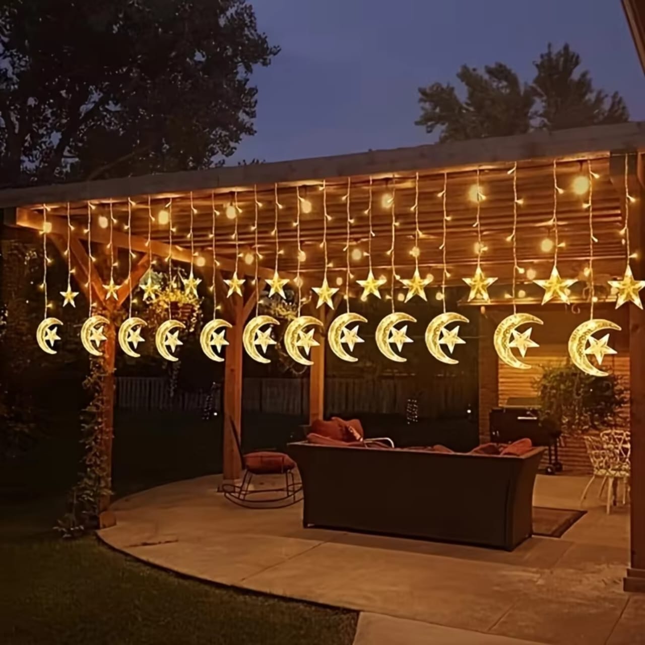 10Pc Star and Moon LED Curtain Garland Lights