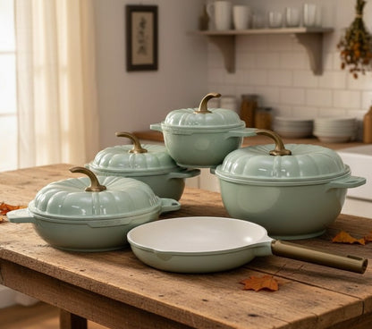 9pcs Pumpkin Granite Cookware Set