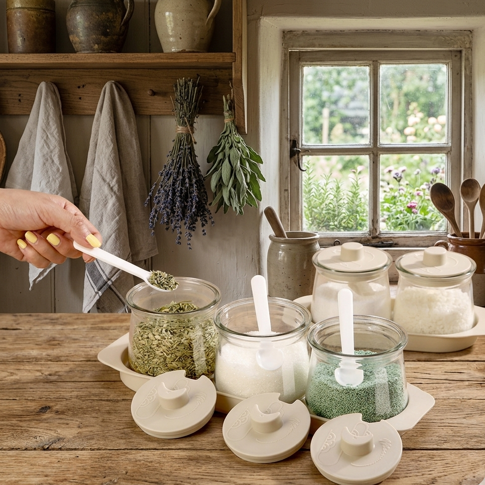 3 Piece Glass Canister Seasoning Set