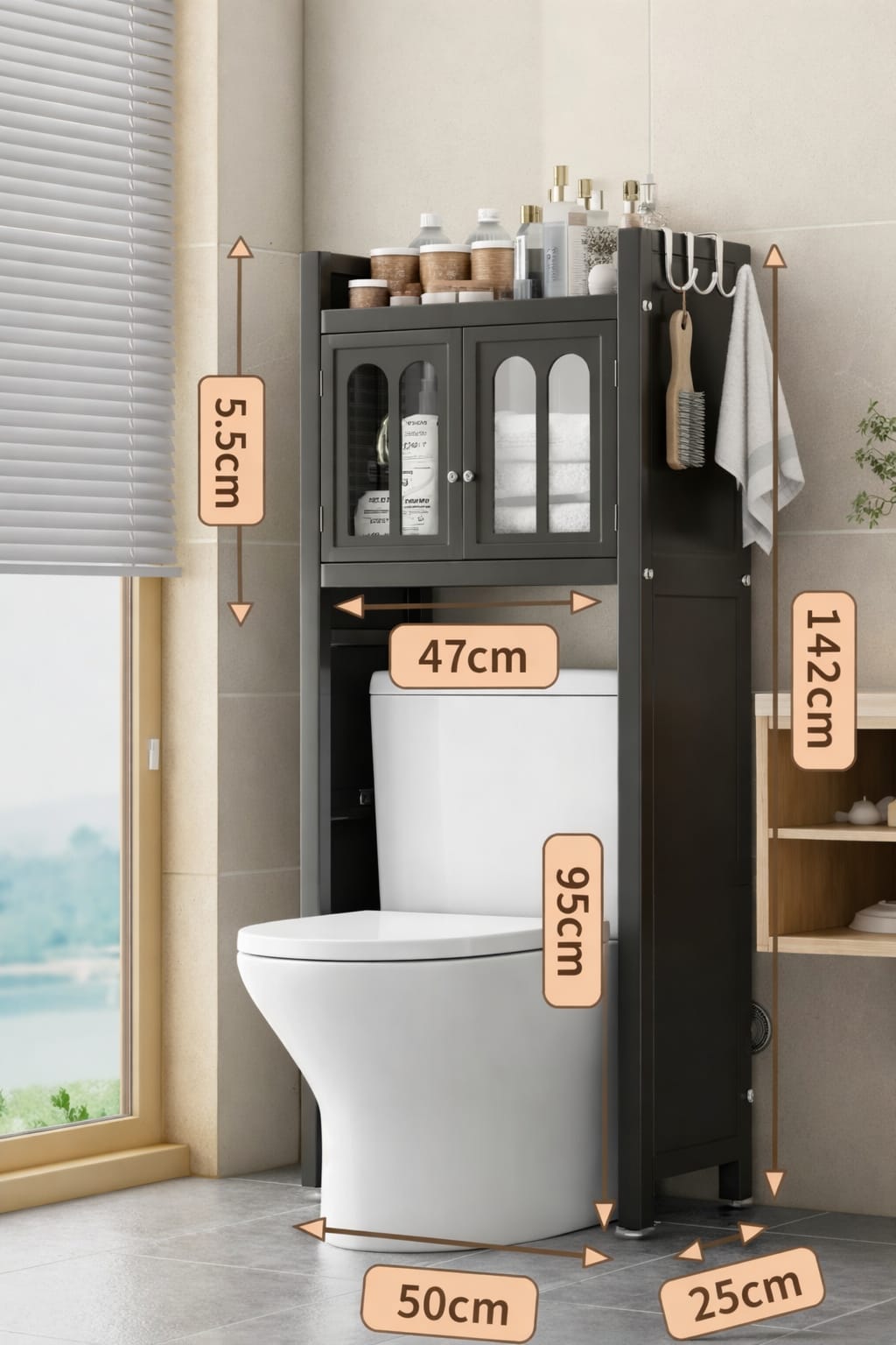 Over The Toilet Cabinet with Dust Proof Locker