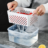 3pc Double Drain Basket And Microwave Storage Container: