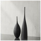 2pc Black Brushed Ceramic Decor Vases