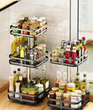 Rotating 3-Tier Spice Jar Glass Organizer