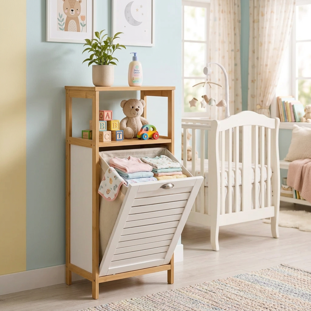 98 × 34 × 38cm Bamboo Multifunctional Laundry and Storage Cabinet with Removable Laundry Basket available in Nairobi, Kenya