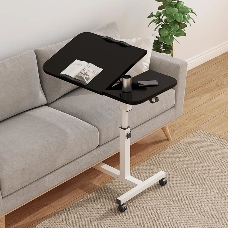 Adjustable overbed laptop table with wheels