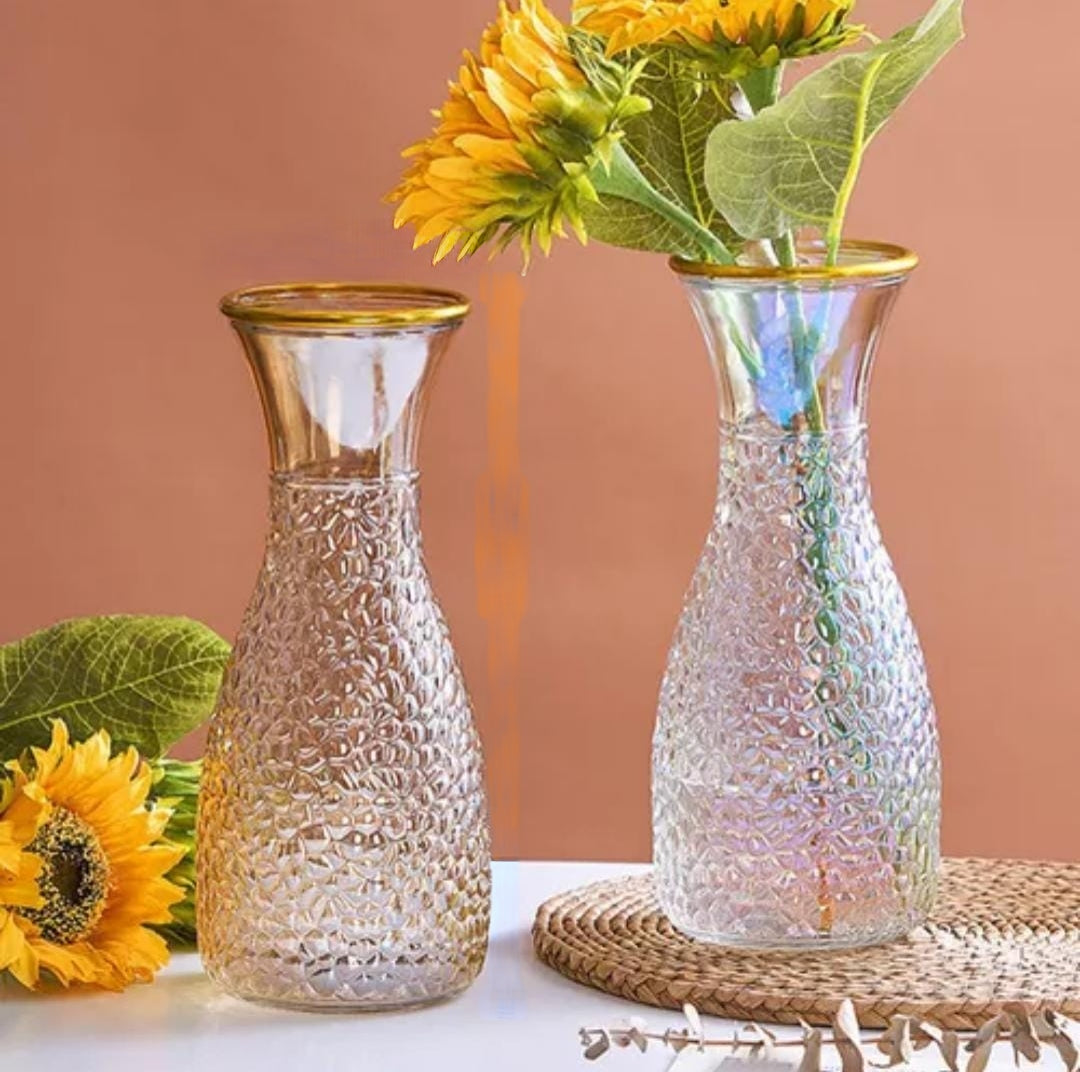 Gold Brim Glass Flower Vase