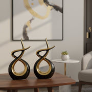 2 piece modern ceramic decorative ornaments in black gold and white gold for luxury home and office décor
