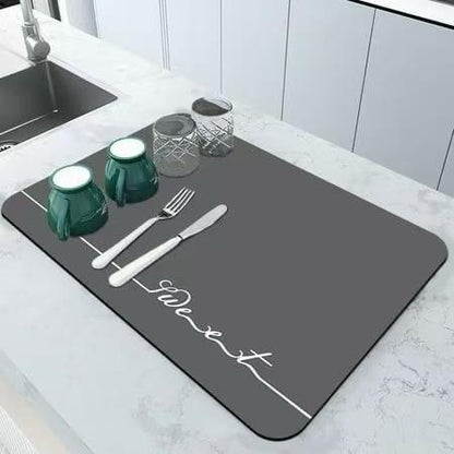 Absorbent Non-Slip Drain Dish Drying Mat
