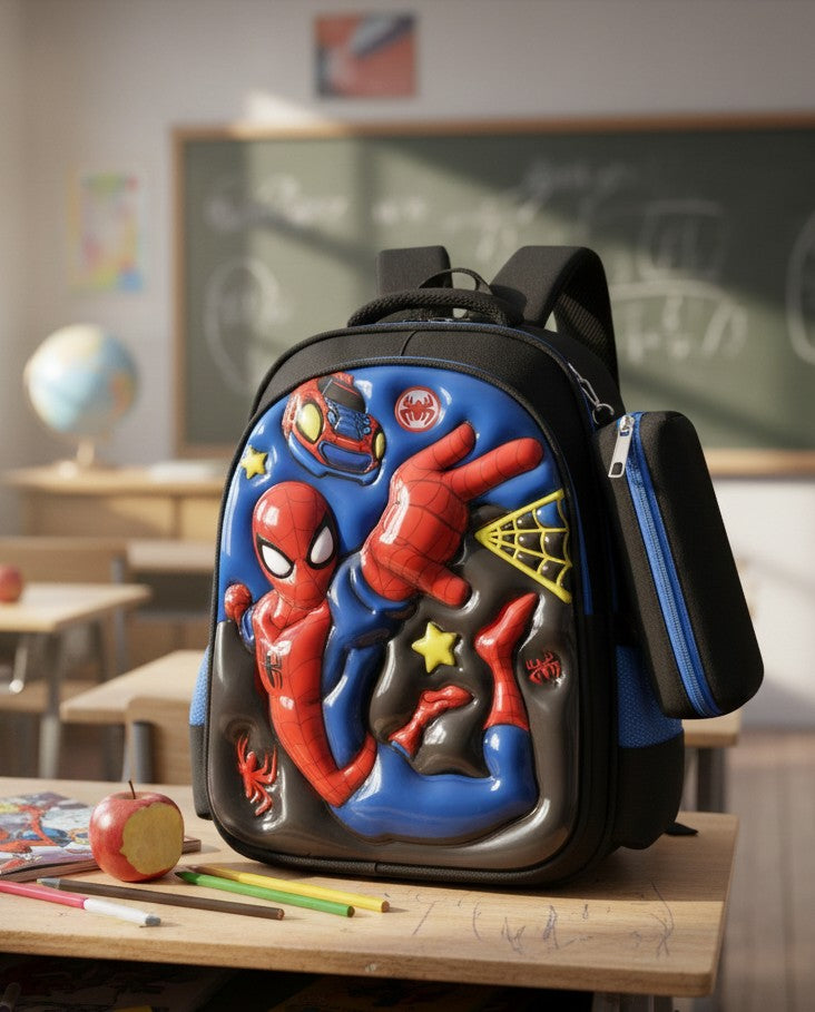 Cartoon Themed School Bag with Pencil Pouch