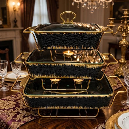3Pcs Ceramic Chafing Dish Set