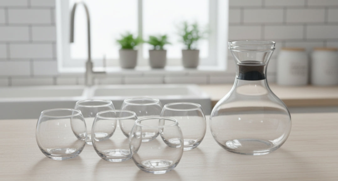 Lemon Decanter Round Set With 6 Glasses