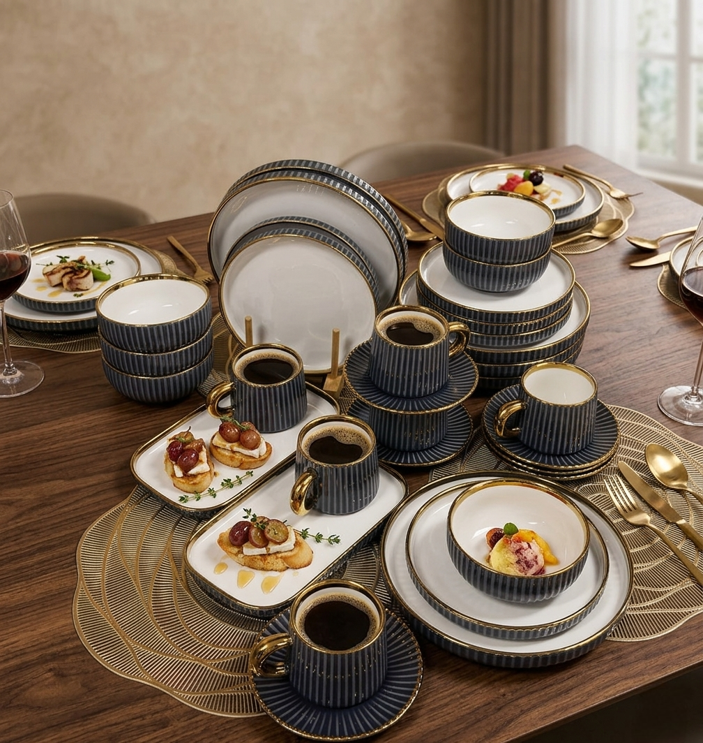 32-Piece Porcelain Dinner Set With Mugs