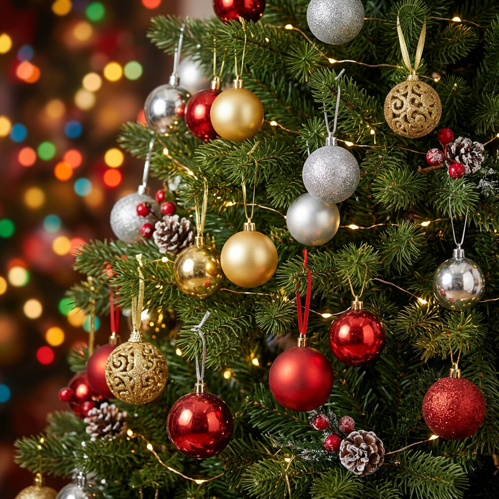 20 Piece Christmas Ball Ornaments Set with Hanging Hooks in Silver, Red and Gold available in Nairobi, Kenya