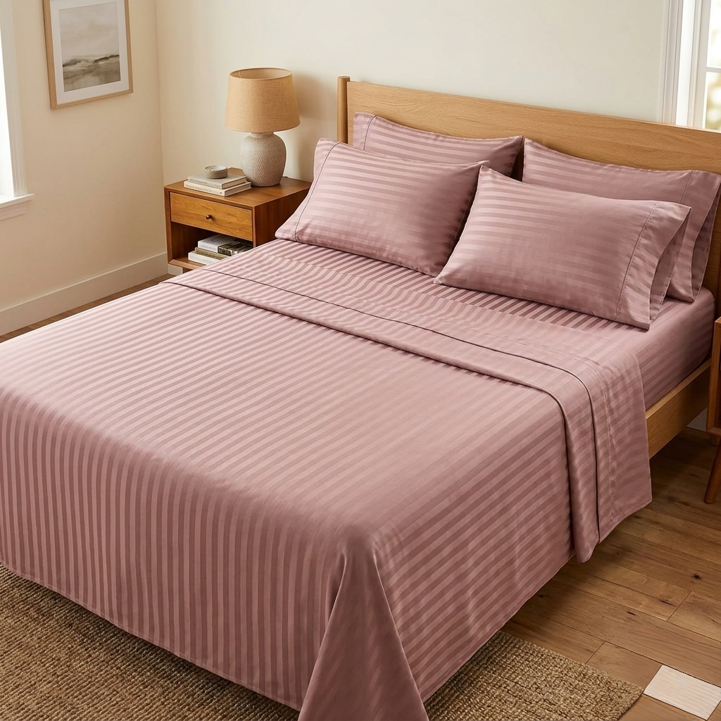 Cotton Striped Bedsheets Set – 7×8 / 8×8