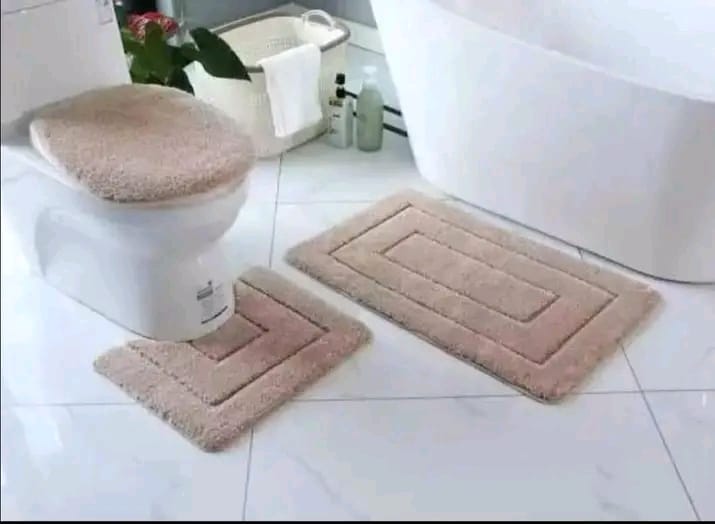 3 Pcs Of Toilet Mat Set