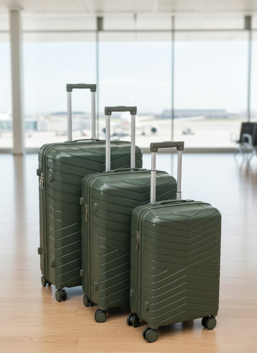 Unbreakable 3-in-1 rubber PP suitcase set with 360° wheels