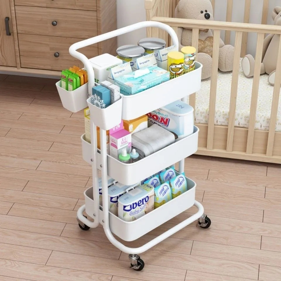 3 Tier Metal Rolling Storage Trolley