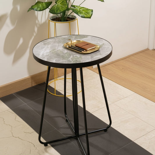Nordic marble round coffee table with metal legs for modern living room or balcony use