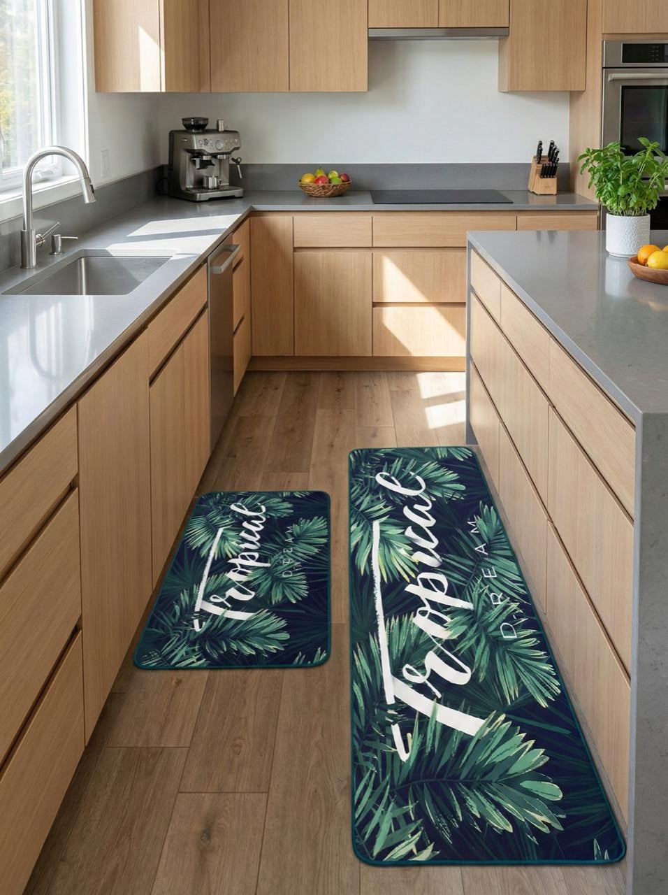 2-Piece kitchen and bathroom mat set size 67 by 180 cm