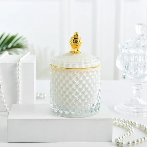 Glass Sugar Dish White with Gold Touch 350ML