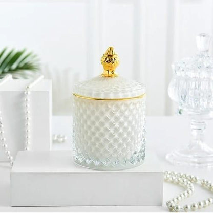 Glass Sugar Dish White with Gold Touch 350ML