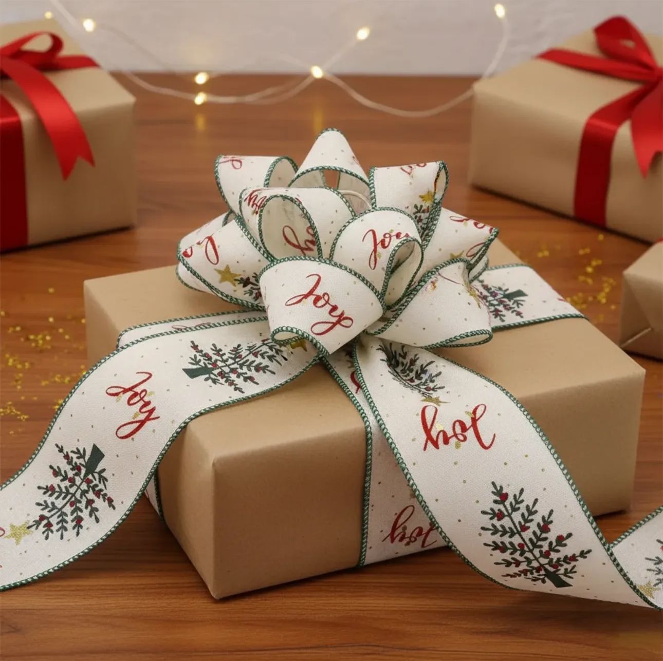 Christmas Themed Floral Gift Packing Decorations Ribbons