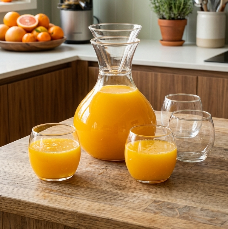 Lemon Decanter Round Set With 4 Glasses