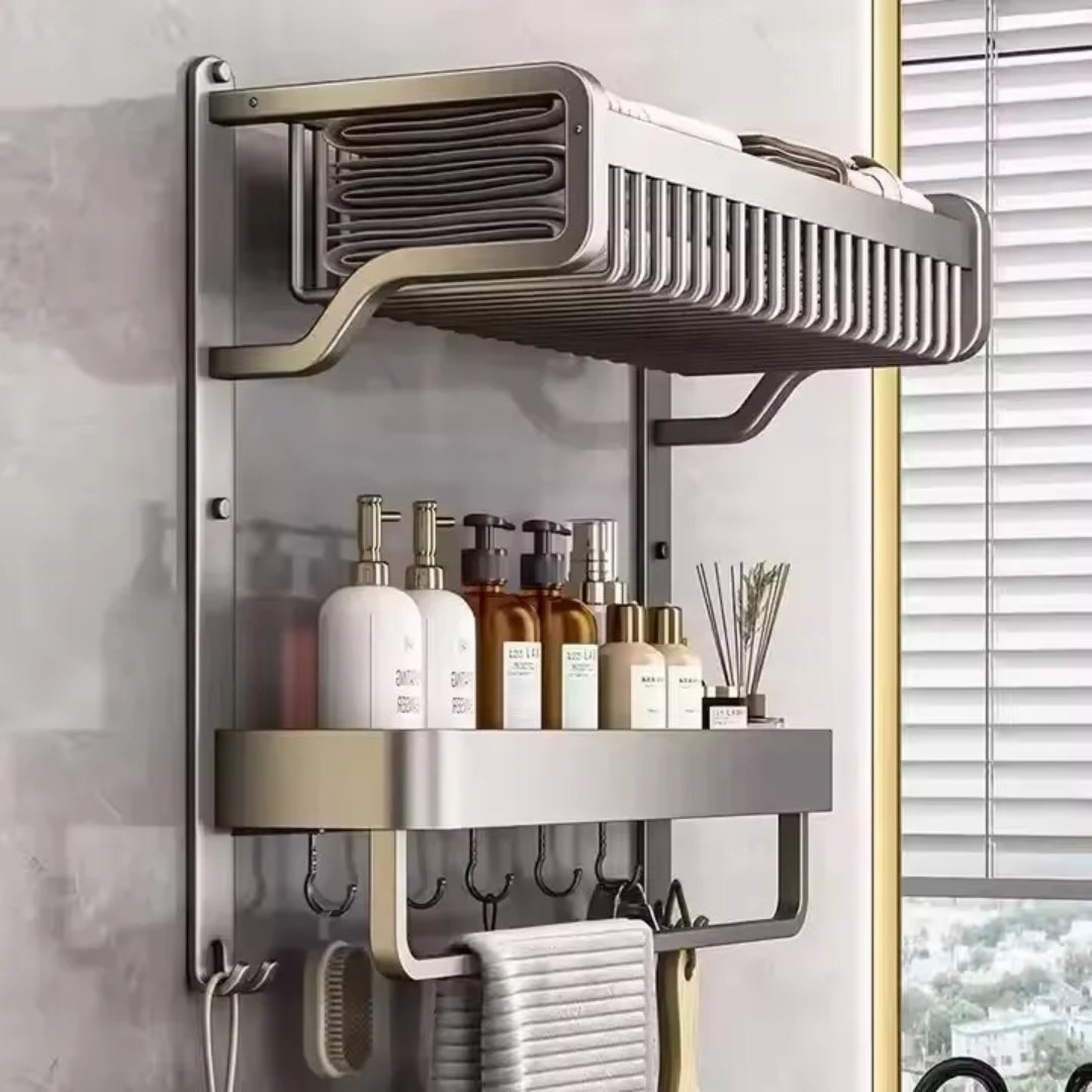 2 Tier Aluminum Bathroom Rack Organizer