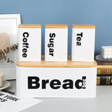 Bread Bin With 3 Canister Set – Bamboo Lid