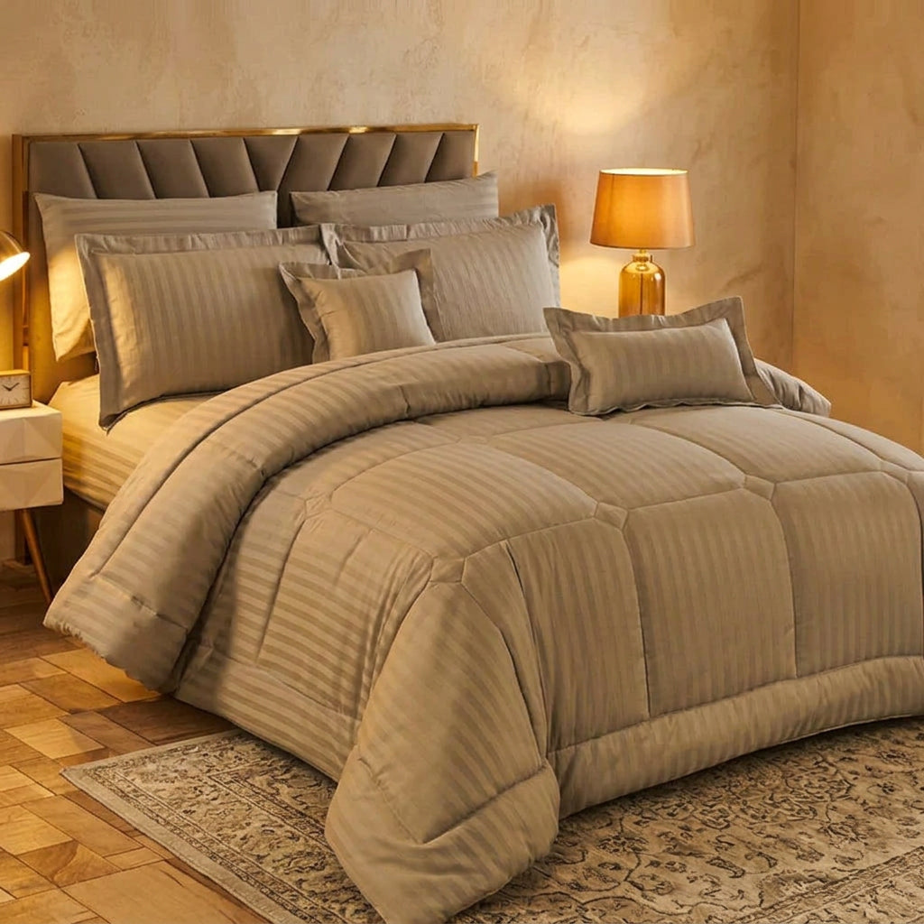 7 × 8ft Extra King Size Cotton Striped Duvet Set
