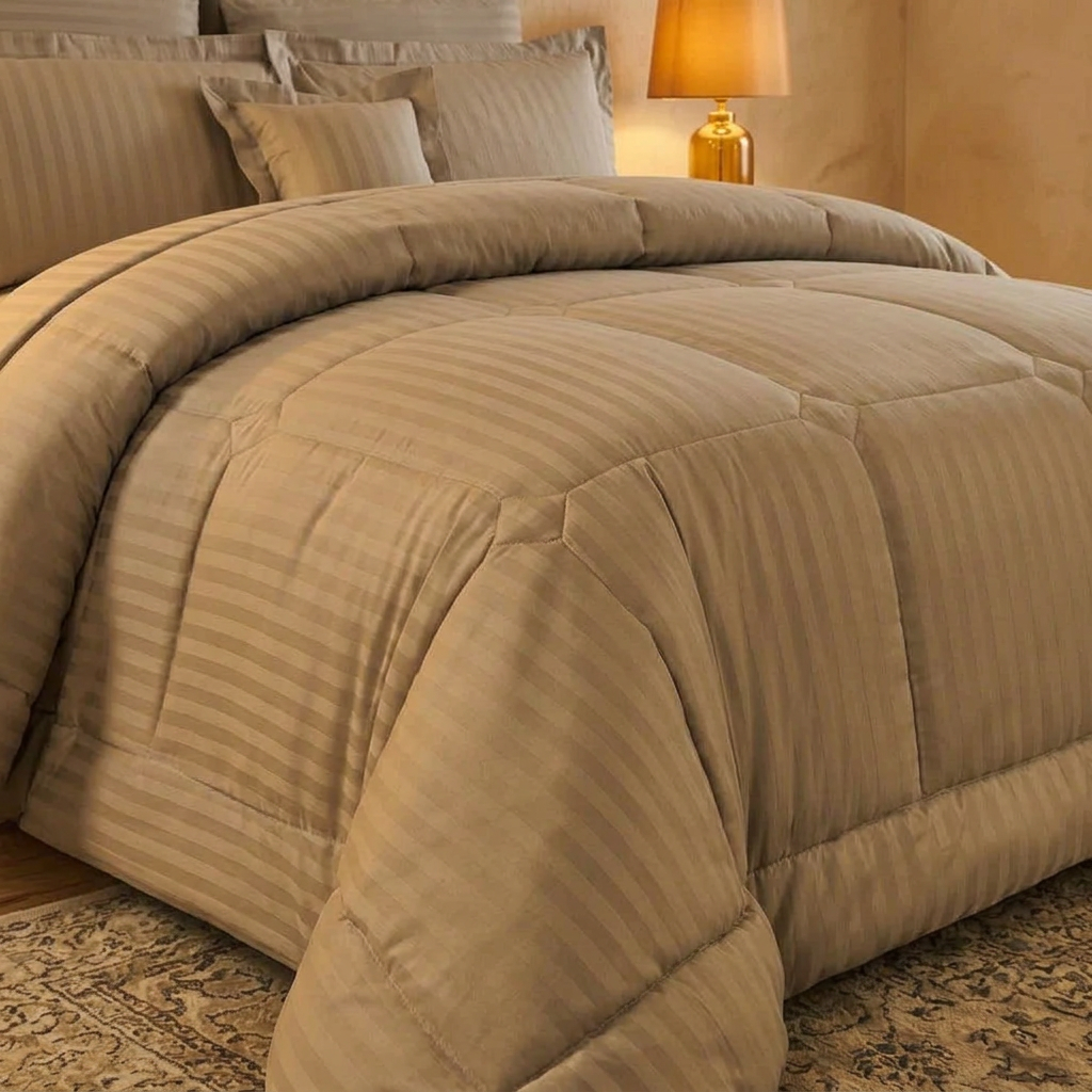7 × 8ft Extra King Size Cotton Striped Duvet Set
