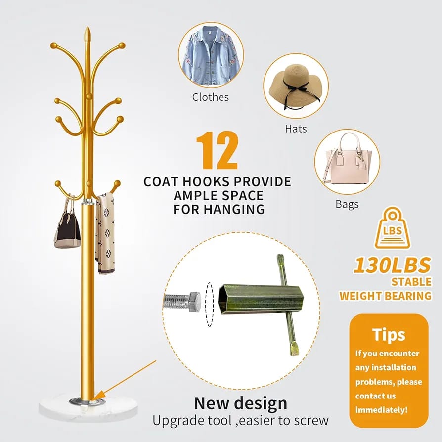 178cm Gold Coat Stand