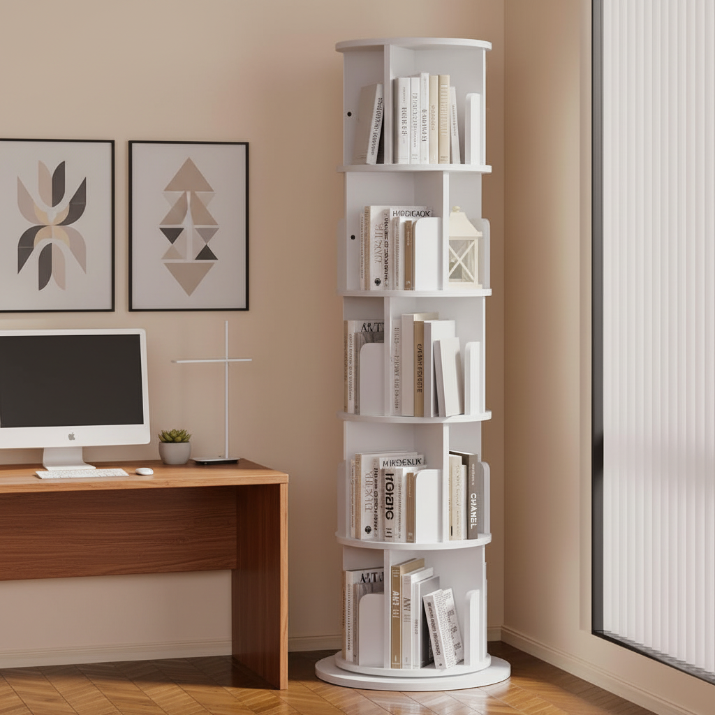 360° Stackable Bookshelf Organizer with Wheels