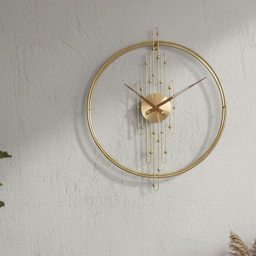 Vintage Double-Circle Gold Metal Wall Clock