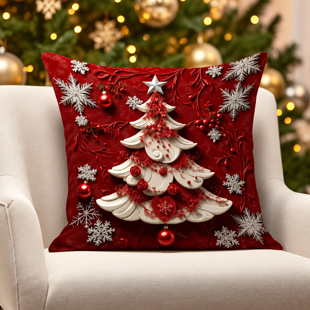4 Piece Decorative Christmas Throw Pillow Covers with Festive Prints
