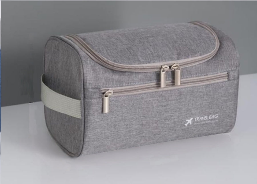 Portable travel cosmetic bag with large capacity and zipper closure