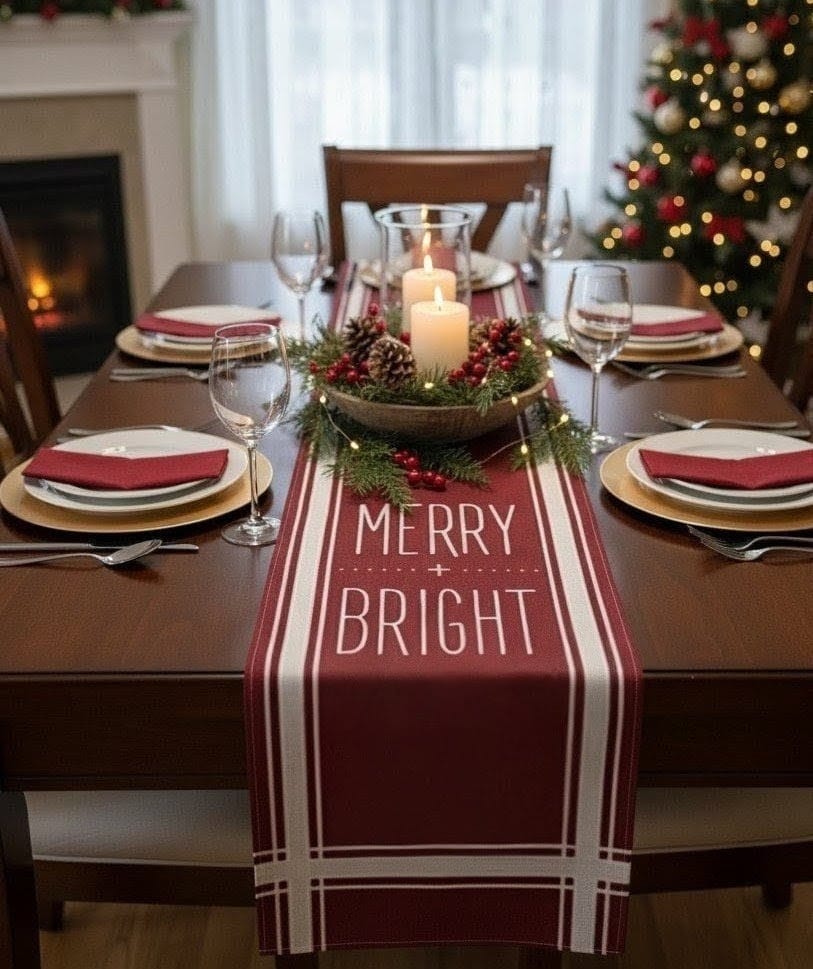 230cm Christmas Linen Table Runner