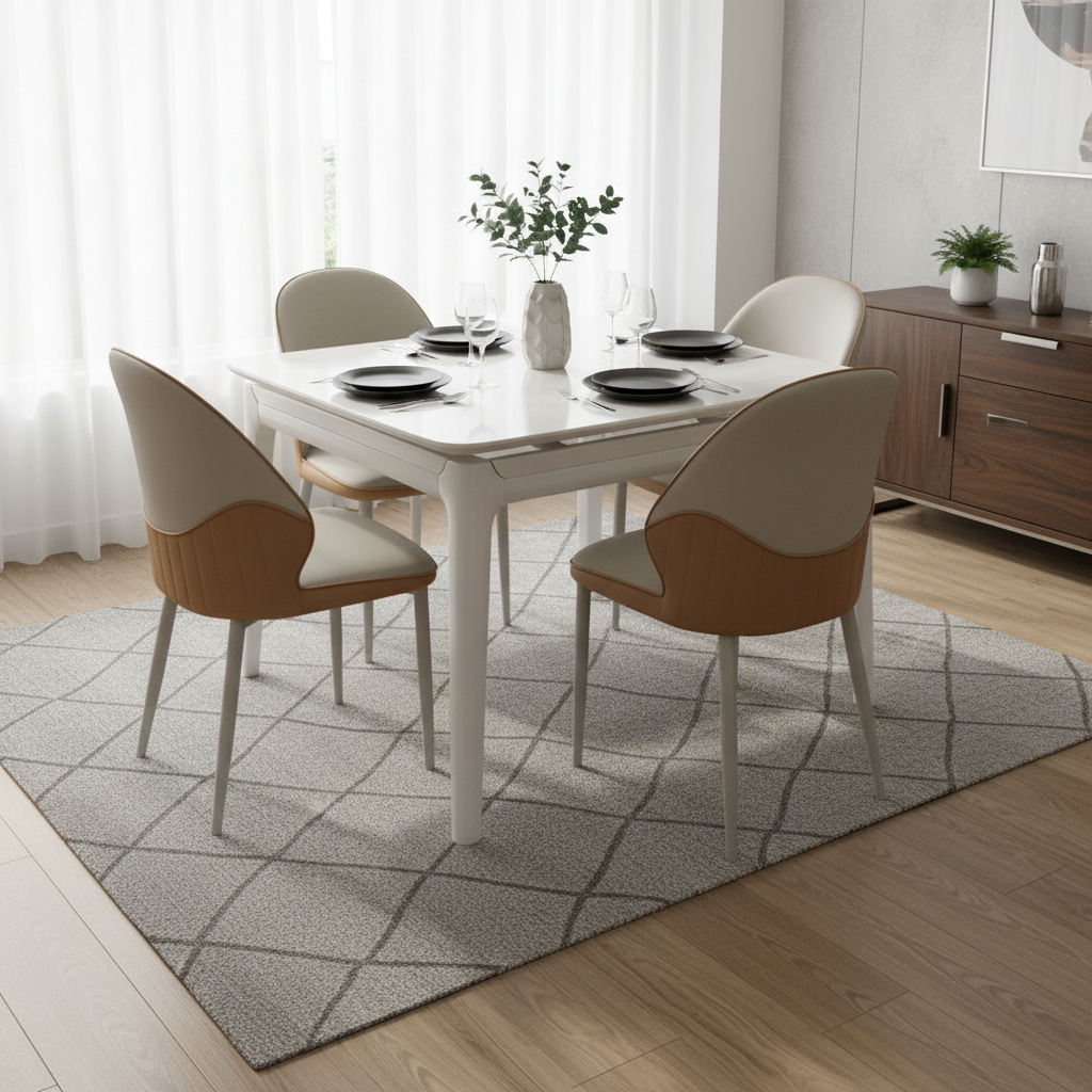 4 Seater Dining Set with Square Table Design