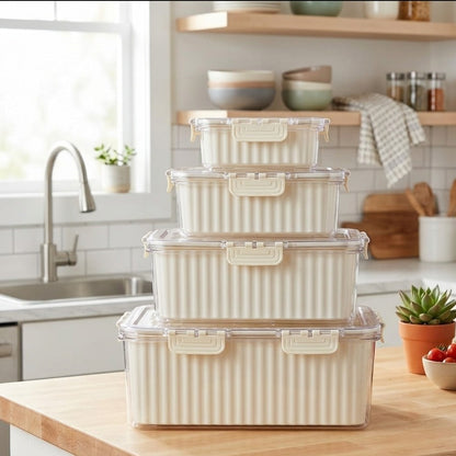 4pcs Food Grade Fridge and Freezer Fresh Storage Container Set