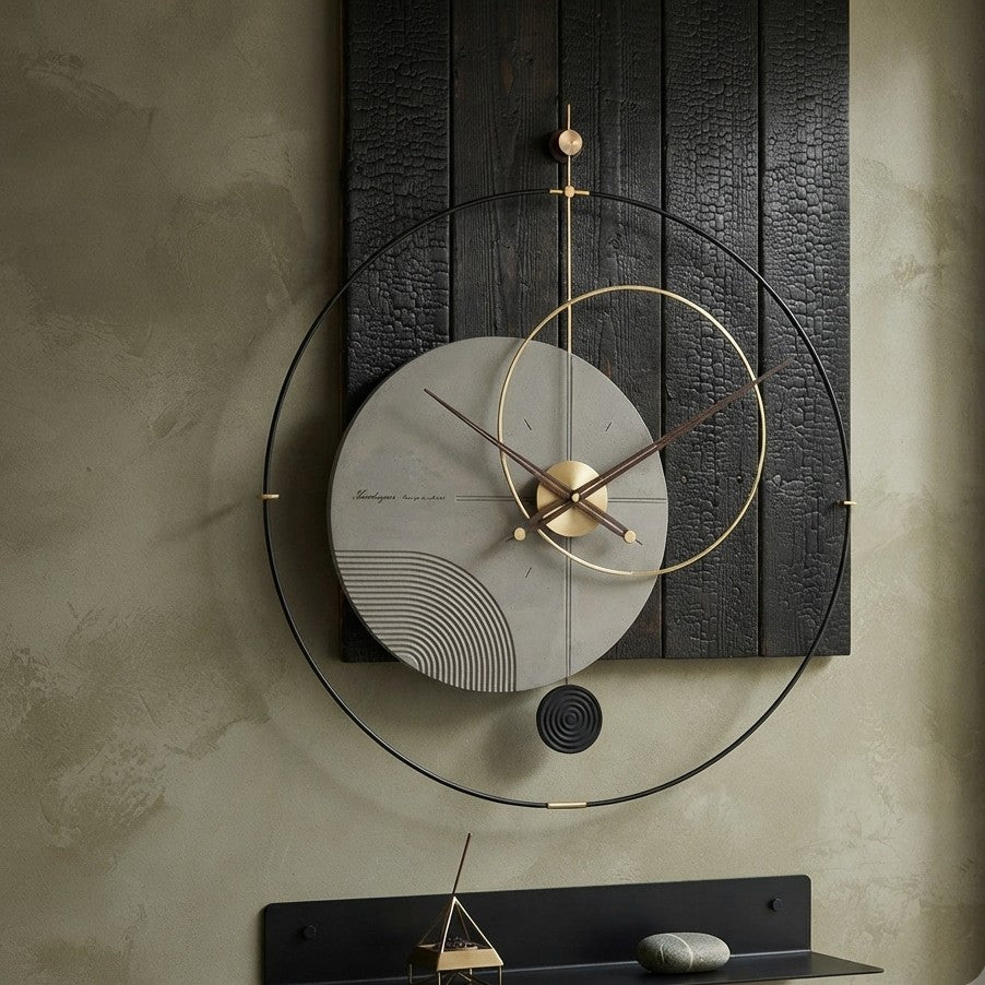 Abstract Luxury Wall Clock Black 90 × 90 cm