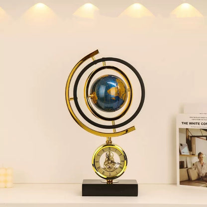 Gold Clock Globe with Marble Base