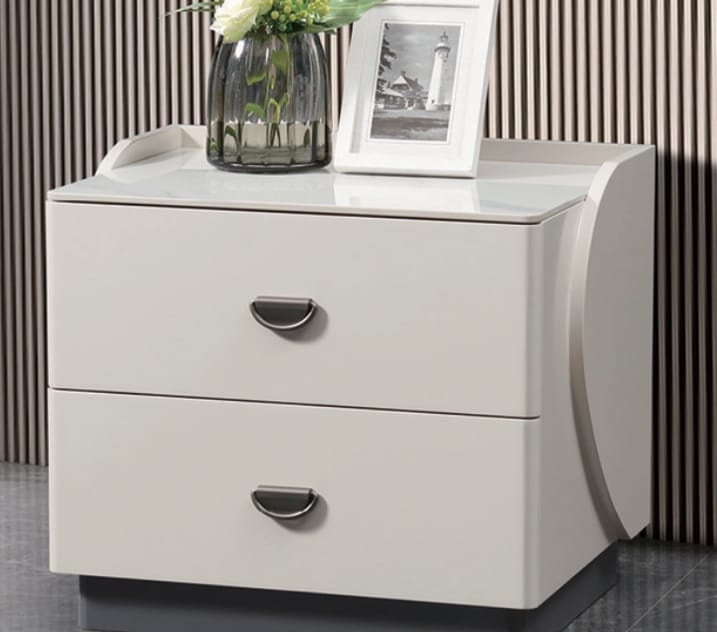 Wooden Bedside Drawer With Glass Top