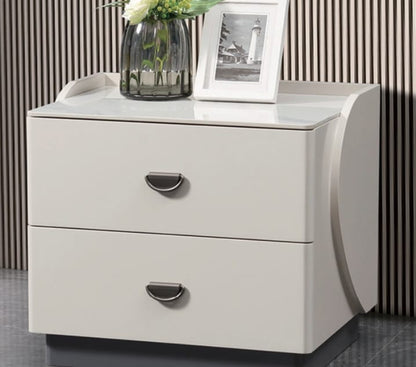Wooden Bedside Drawer With Glass Top