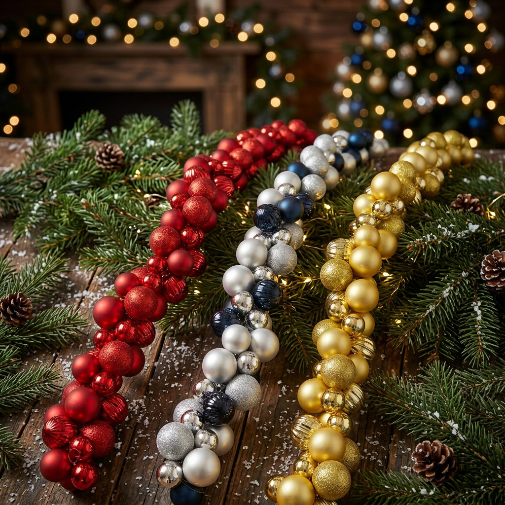 1.8m Christmas Bauble String Decoration Available in Red, Blue and Silver or Gold for Festive Displays available in Nairobi, Kenya