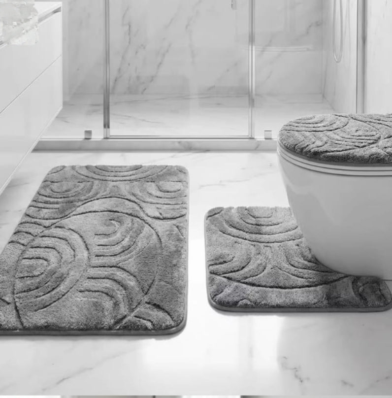 3-Piece Toilet And Bathroom Mat Set